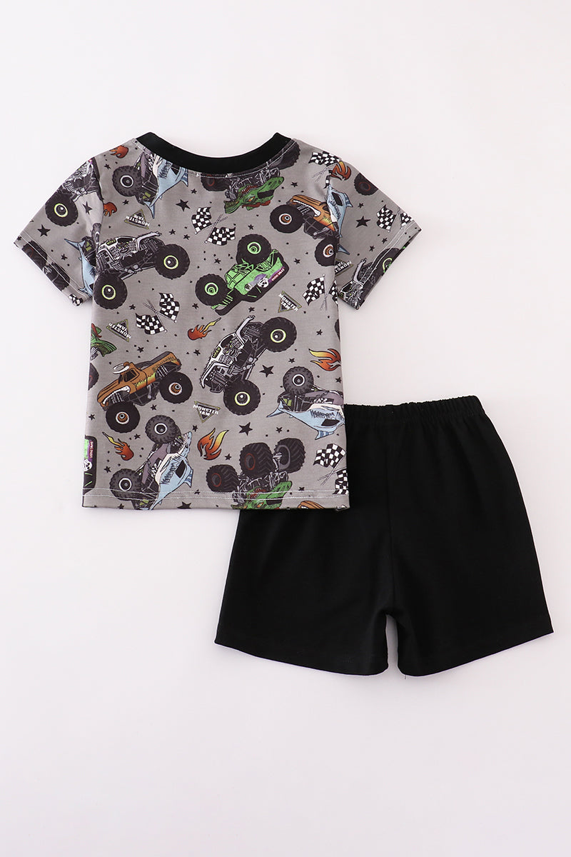 Monster print shorts set