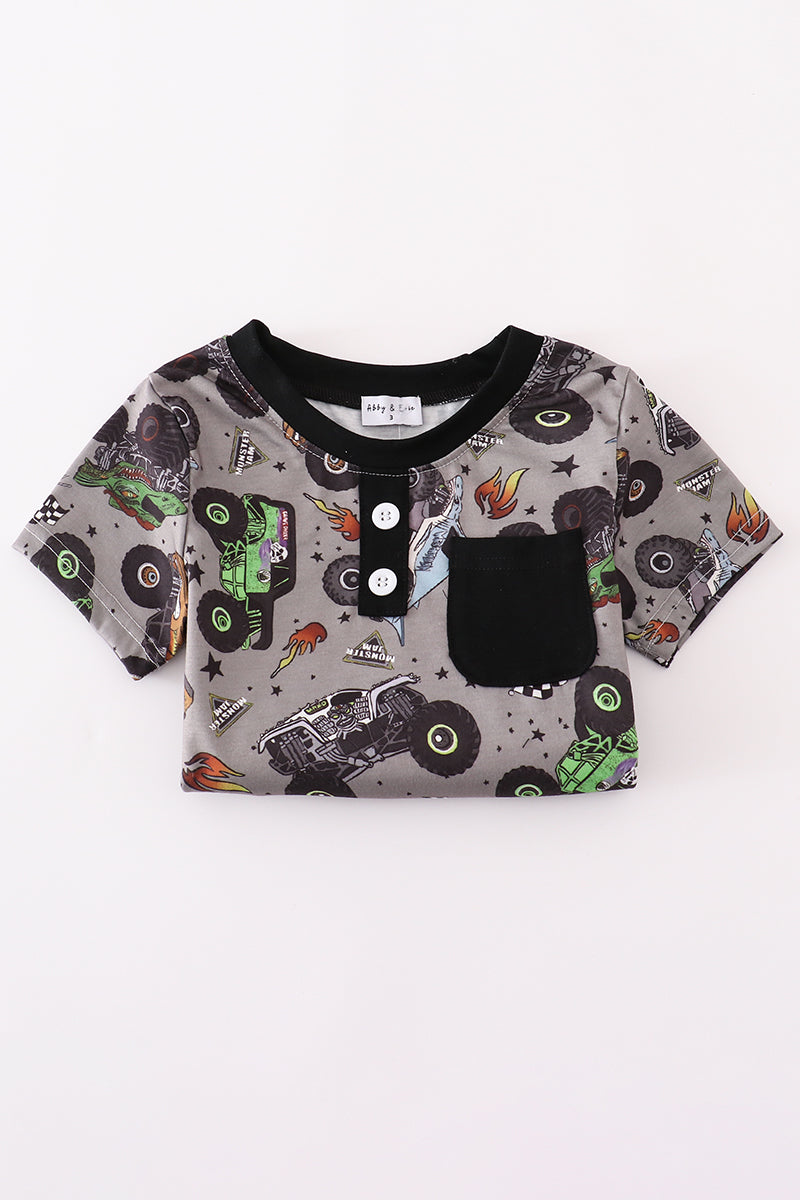 Monster print shorts set