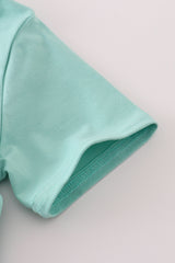 Mint hunting puppy embroidery top
