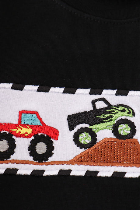 Black monster truck embroidery bubble