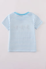 Blue stripe duck embroidery top