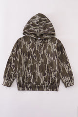 Brown camouflage print hoodie