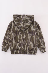 Brown camouflage print hoodie