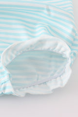 Blue stripe golf french knot ruffle bubble