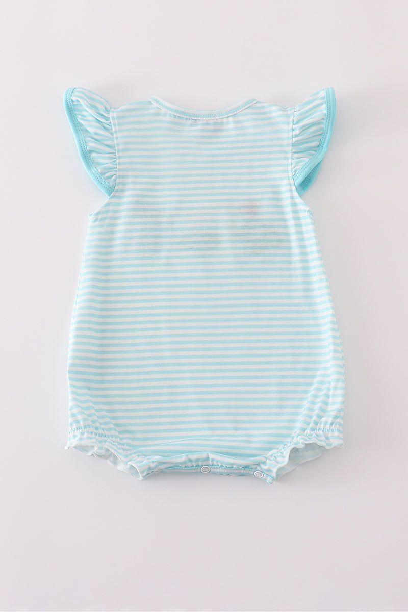 Blue stripe golf french knot ruffle bubble