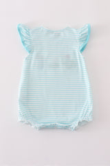 Blue stripe golf french knot ruffle bubble