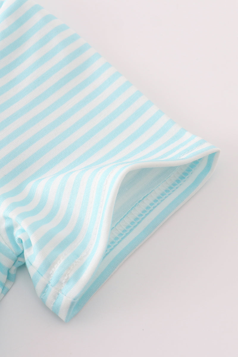 Blue stripe golf french knot top