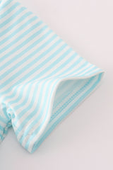 Blue stripe golf french knot top