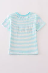 Blue stripe golf french knot top