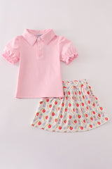 Apple pencil print skort set