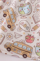 Blue bus apple print dress