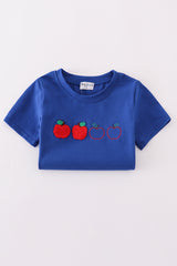 Blue apple french knot shorts set