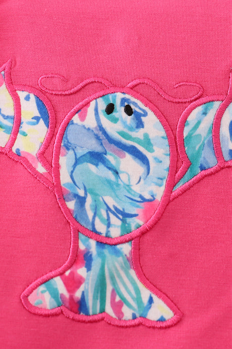 Tropical Lobster Splash applique bubble
