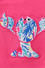 Tropical Lobster Splash applique shorts set