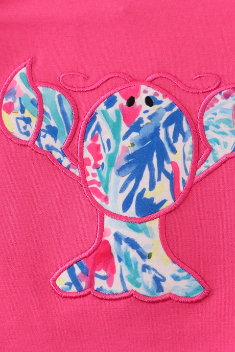 Tropical Lobster Splash applique shorts set