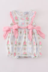 Tea floral bow ruffle bubble