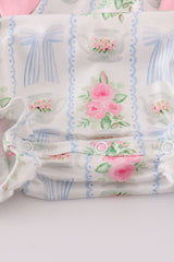Tea floral bow ruffle bubble
