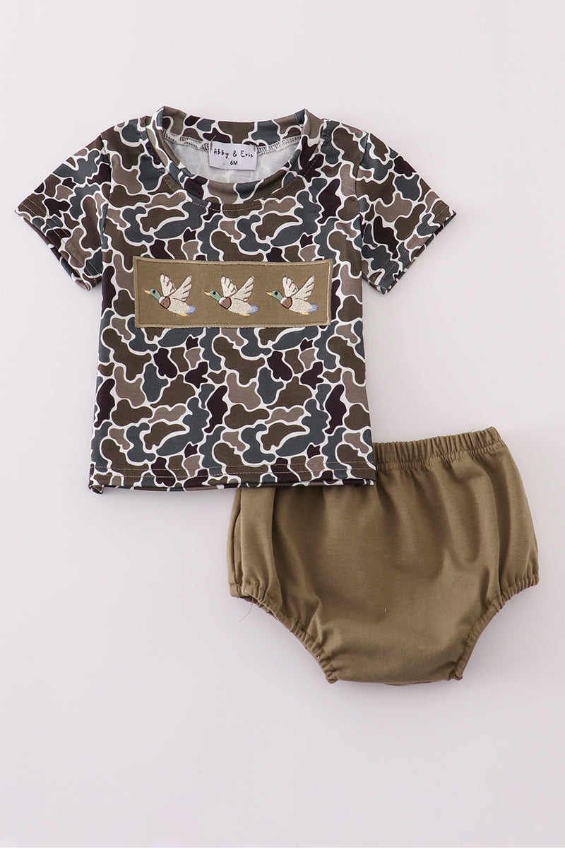 Camouflage duck embroidery bloomer set