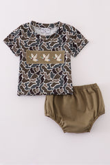 Camouflage duck embroidery bloomer set