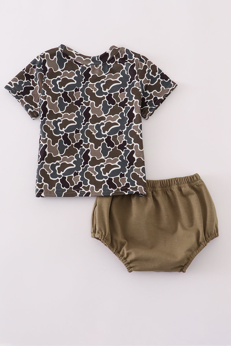 Camouflage duck embroidery bloomer set