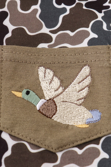 Camouflage duck embroidery button down shirt