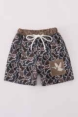 Camouflage duck embroidery swim trunks UPF50+