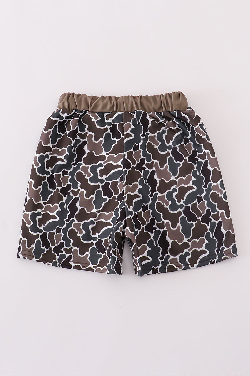 Camouflage duck embroidery swim trunks UPF50+