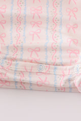 Pink bow embroidery smocked bubble