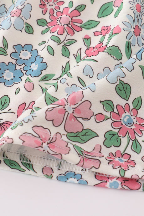 Vintage floral print ruffle dress