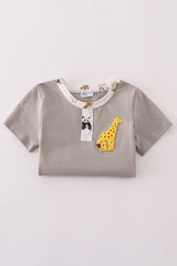 Grey zoo animal print shorts set