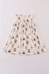Grey zoo animal print ruffle dress