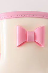 Pink & white bow rain boots