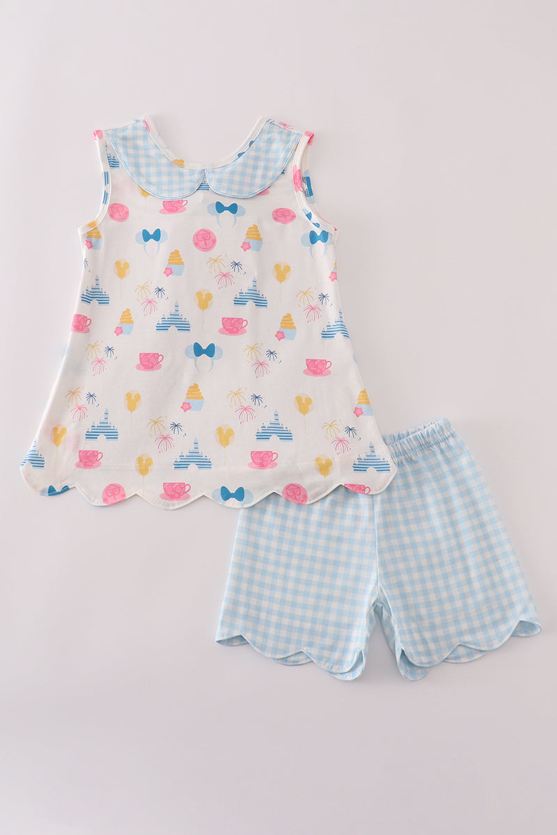 Fireworks castle print shorts set
