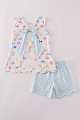 Fireworks castle print shorts set