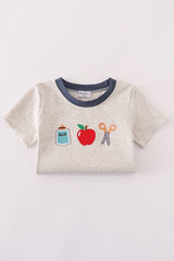 Gray apple embroidery shorts set
