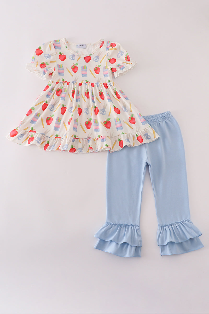Apple pencil print pants set