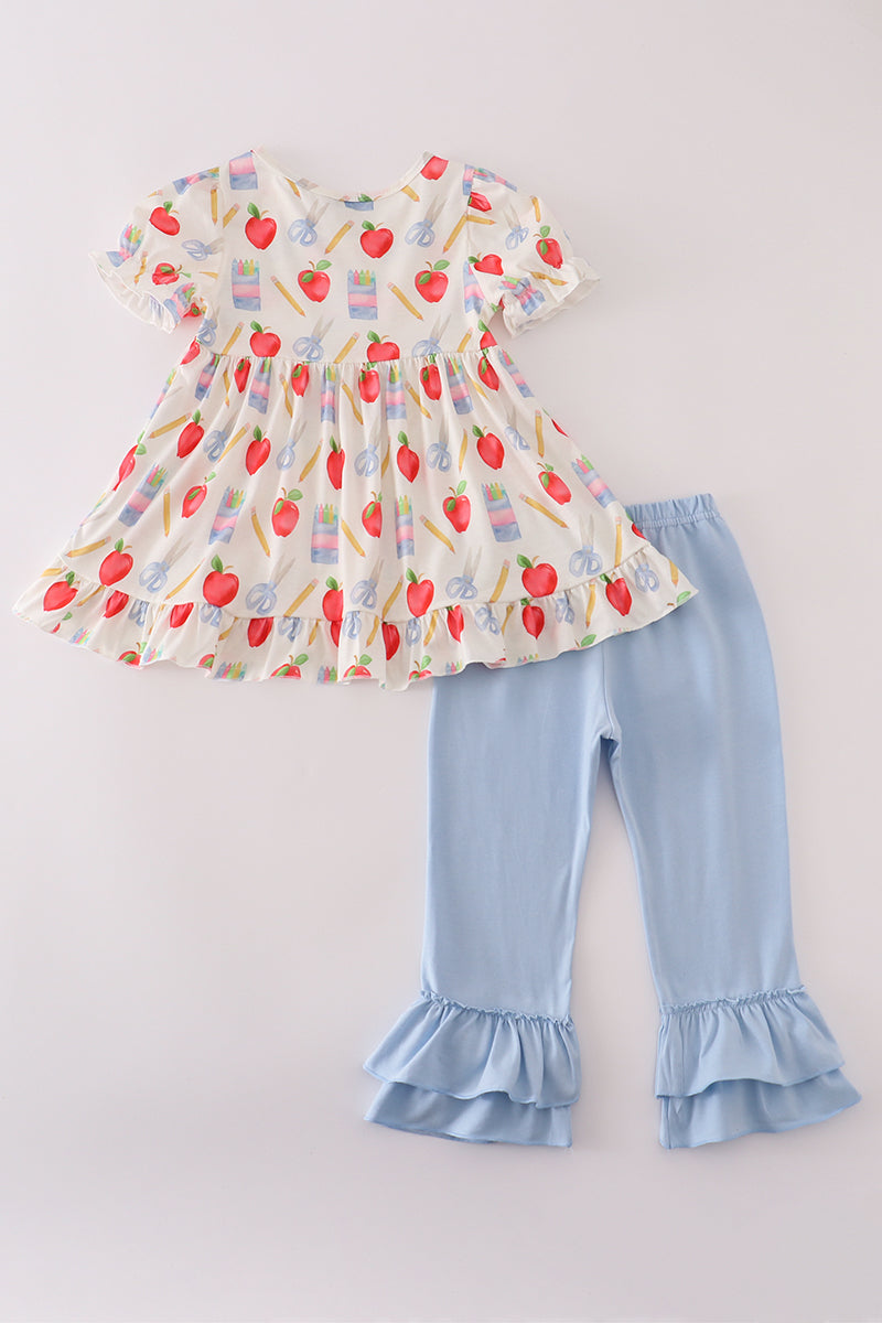 Apple pencil print pants set