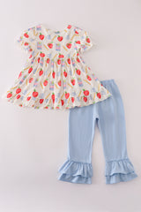 Apple pencil print pants set