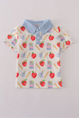 Apple pencil print button down shirt