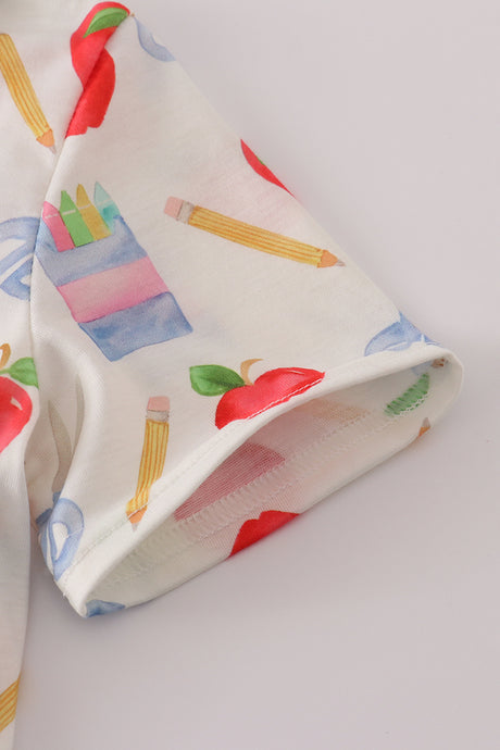 Apple pencil print button down shirt