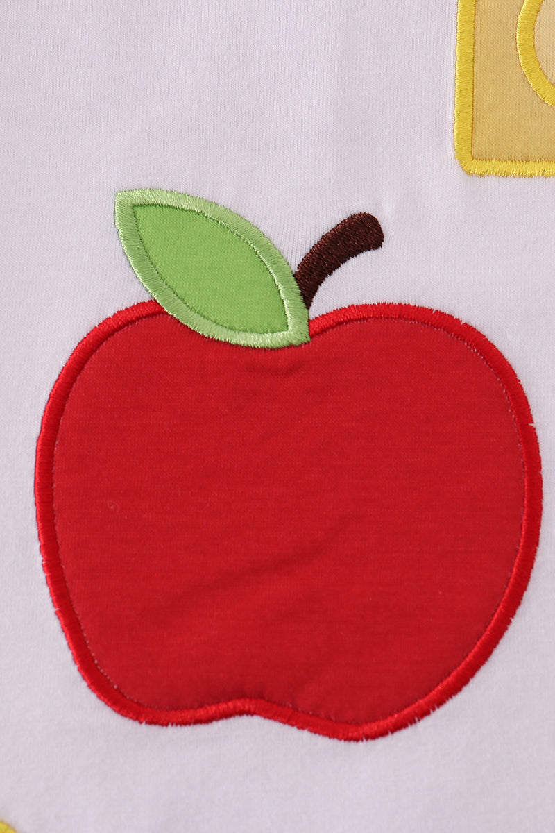 White bus apple applique top
