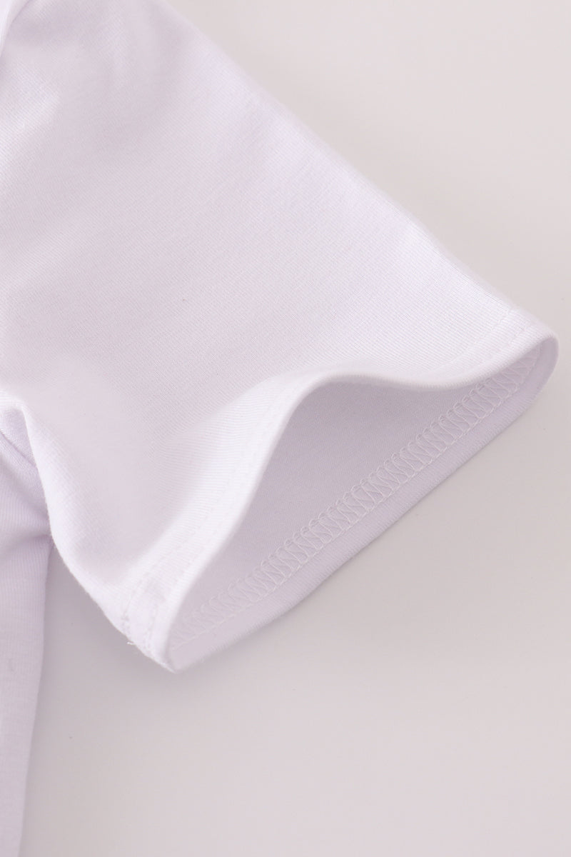 White bus apple applique top