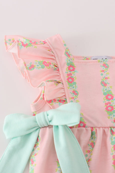 Pink floral print ruffle bubble