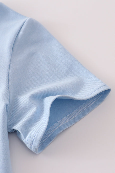 Blue stripe pocket shorts set