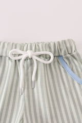Blue stripe pocket shorts set