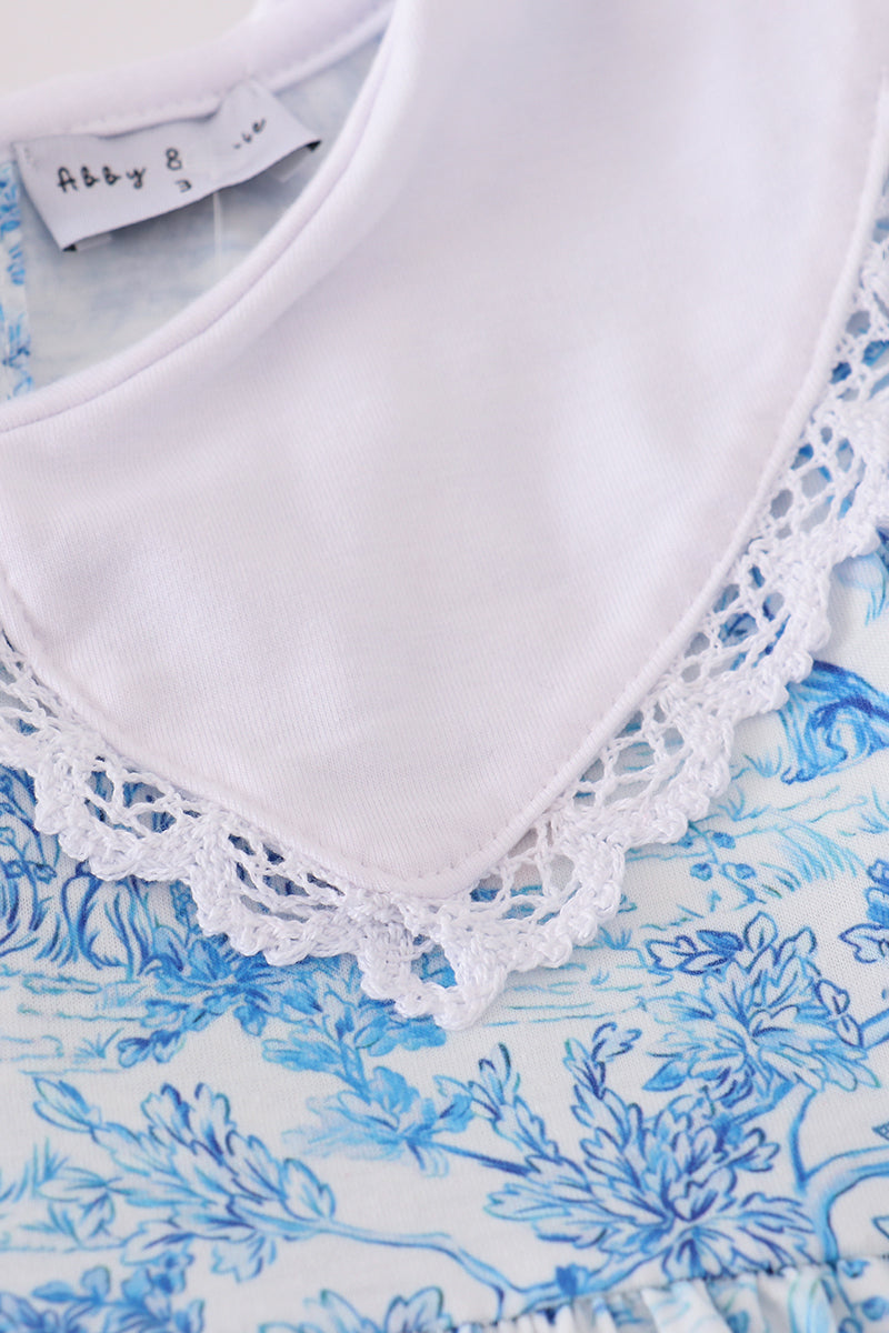 Blue willow toile print mom&me dress
