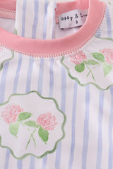 Floral stripe long sleeve swimsuit UPF50+