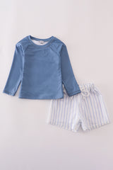 Blue stripe boy swimsuit UPF50+
