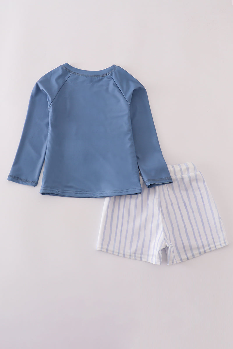Blue stripe boy swimsuit UPF50+