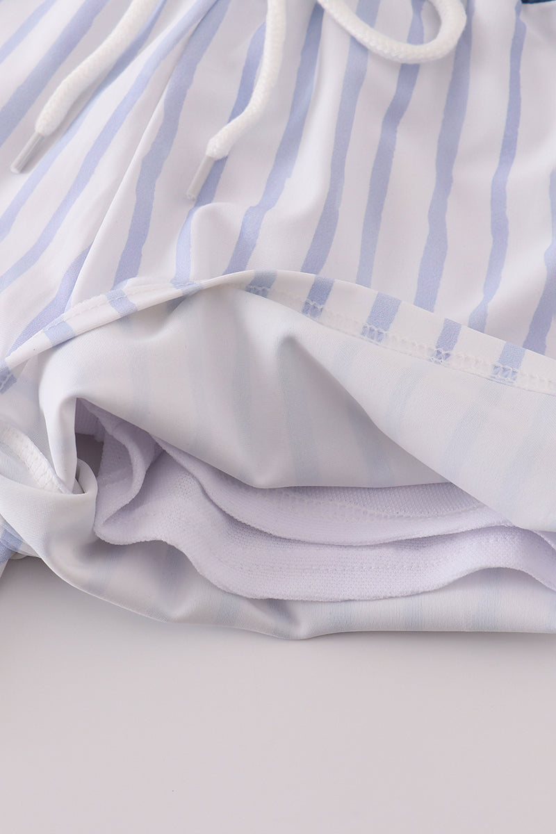 Blue stripe boy swim trunks UPF50+